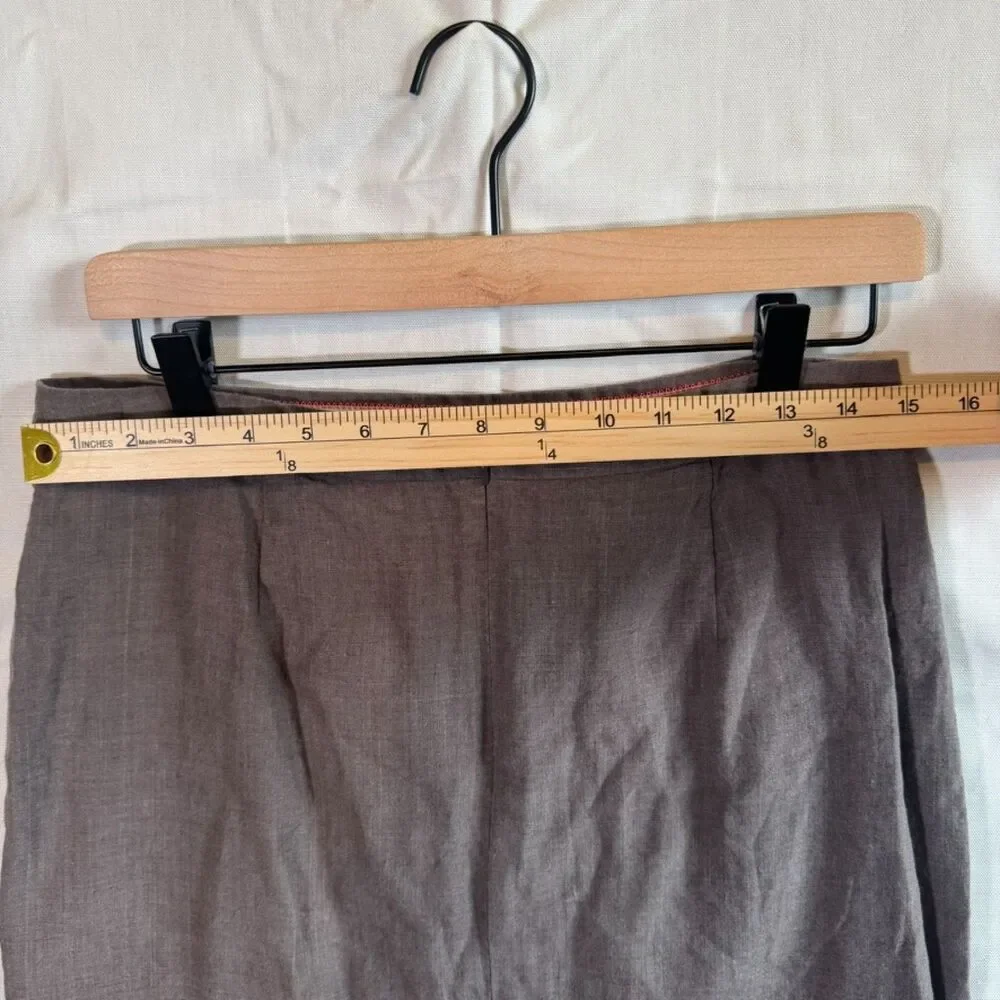 J.Crew 100% Linen Pencil Skirt Charcoal Brown‎ Lined Women’s Size 6 Knee Length